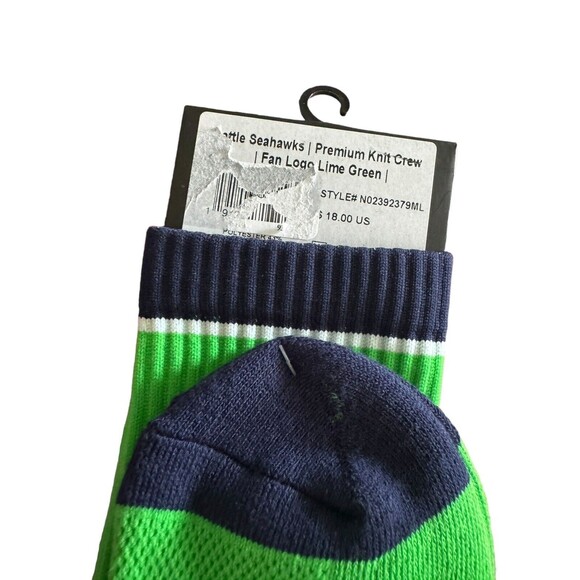 1 pair of Seattle Seahawks Lime Green Socks Adult M/L NEW - Picture 6 of 6